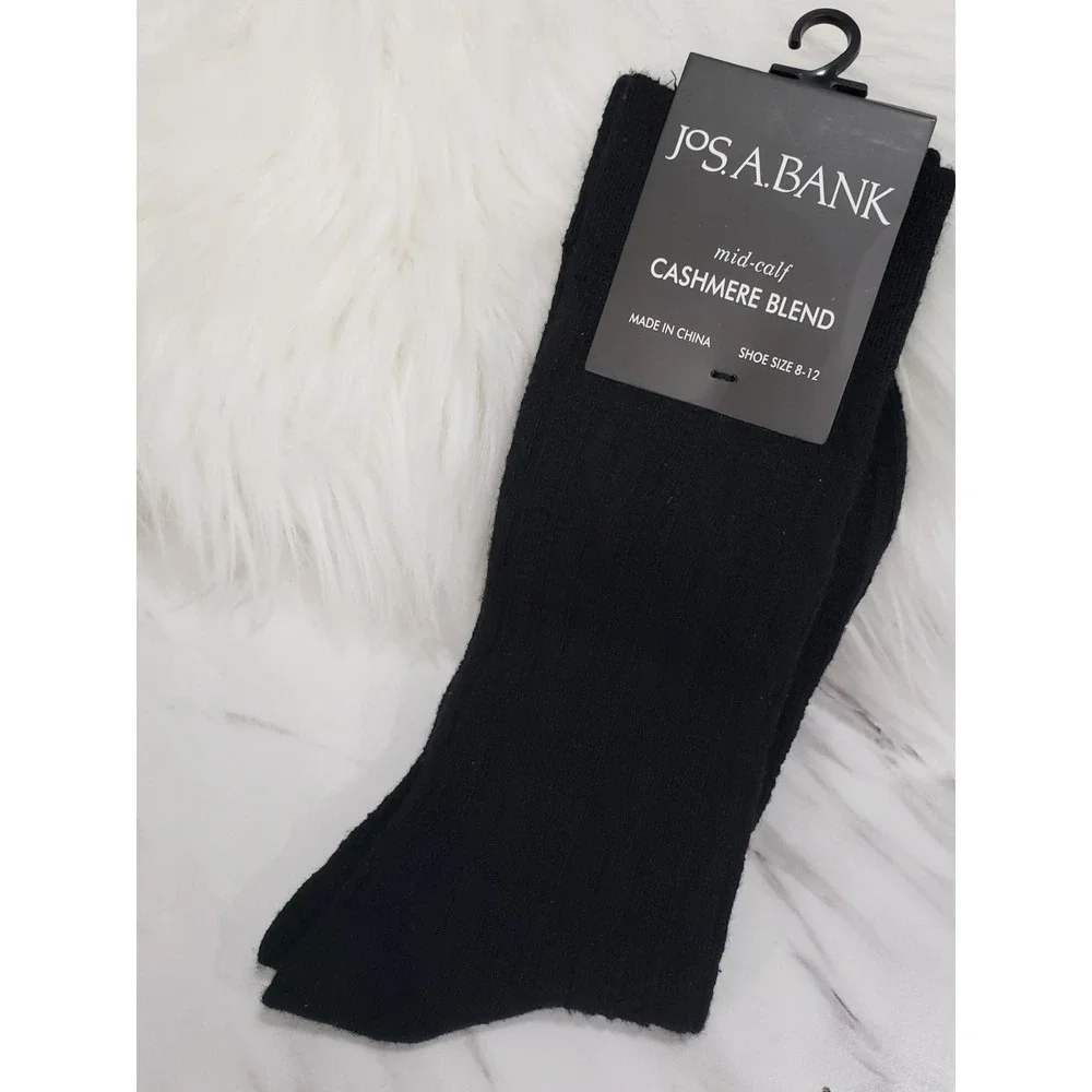 NEW Jos. A. Bank BLACK‎ Cashmere Blend Dress Socks Shoe Size 8-12